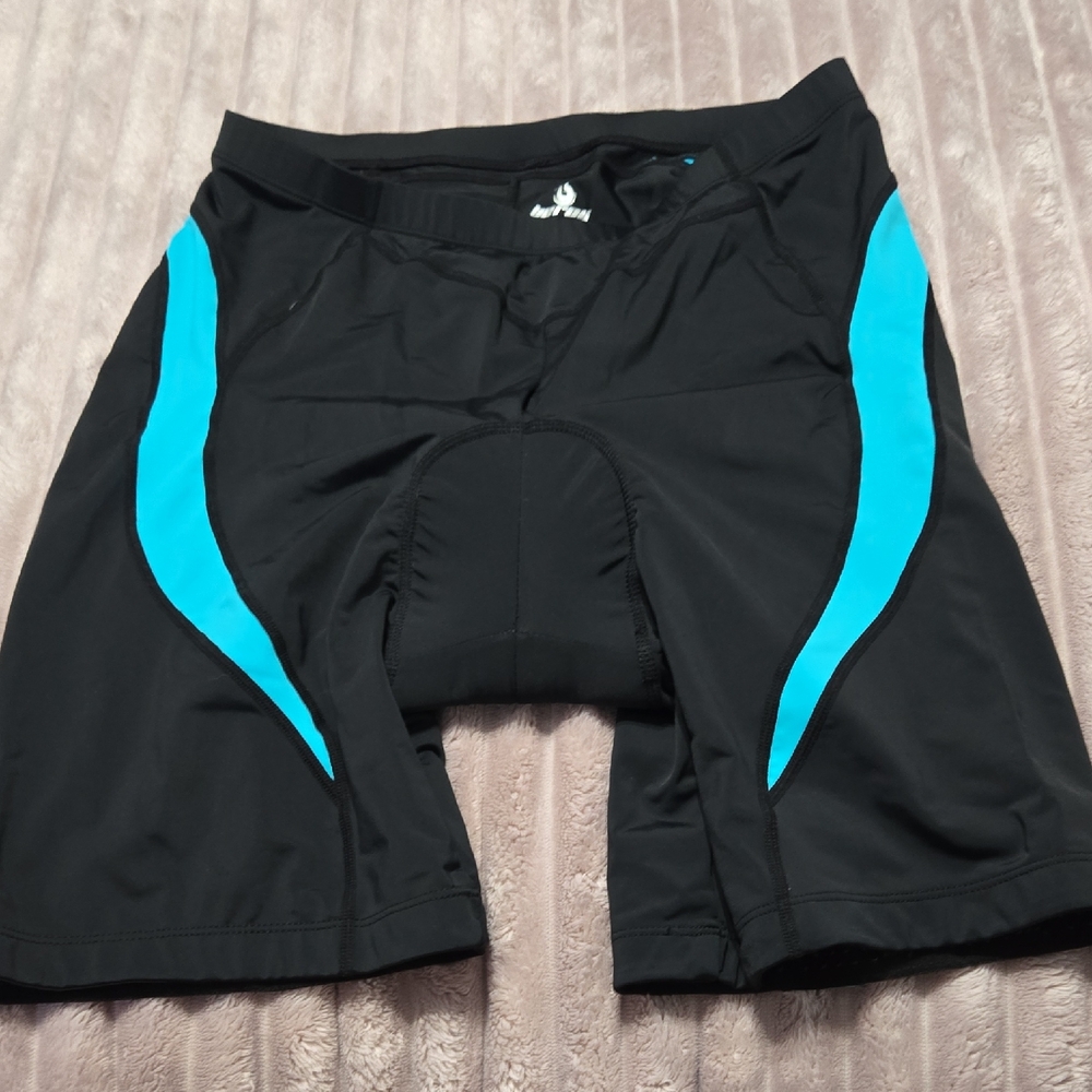 Men's Black and Blue Bike Shorts